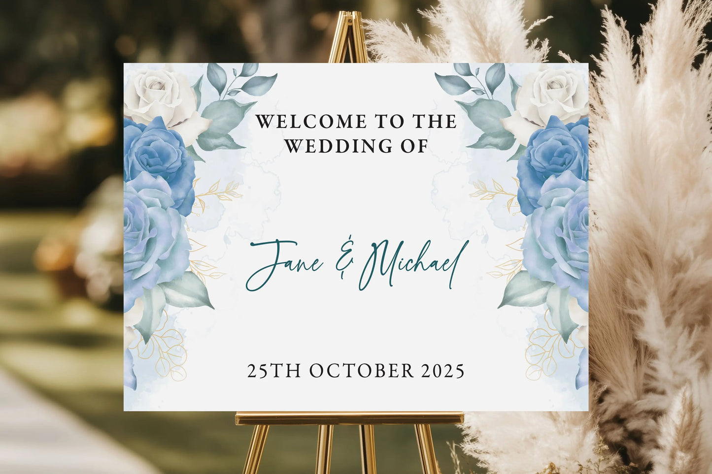 Welcome Sign Blue Floral