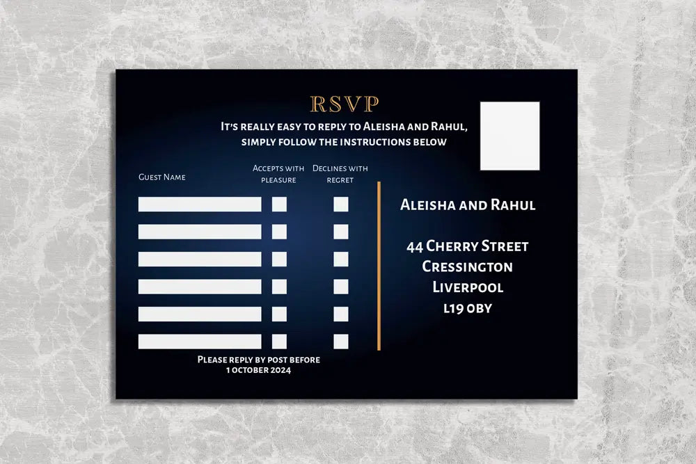 RSVP Card with Menu Choices Chalka