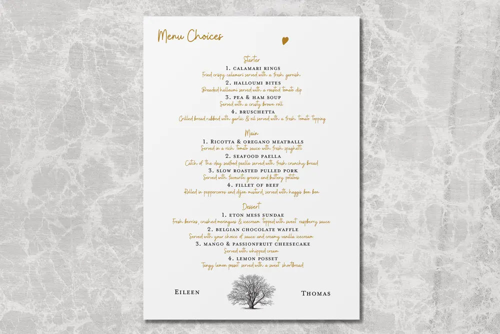RSVP Card with Menu Choices Fallen For You