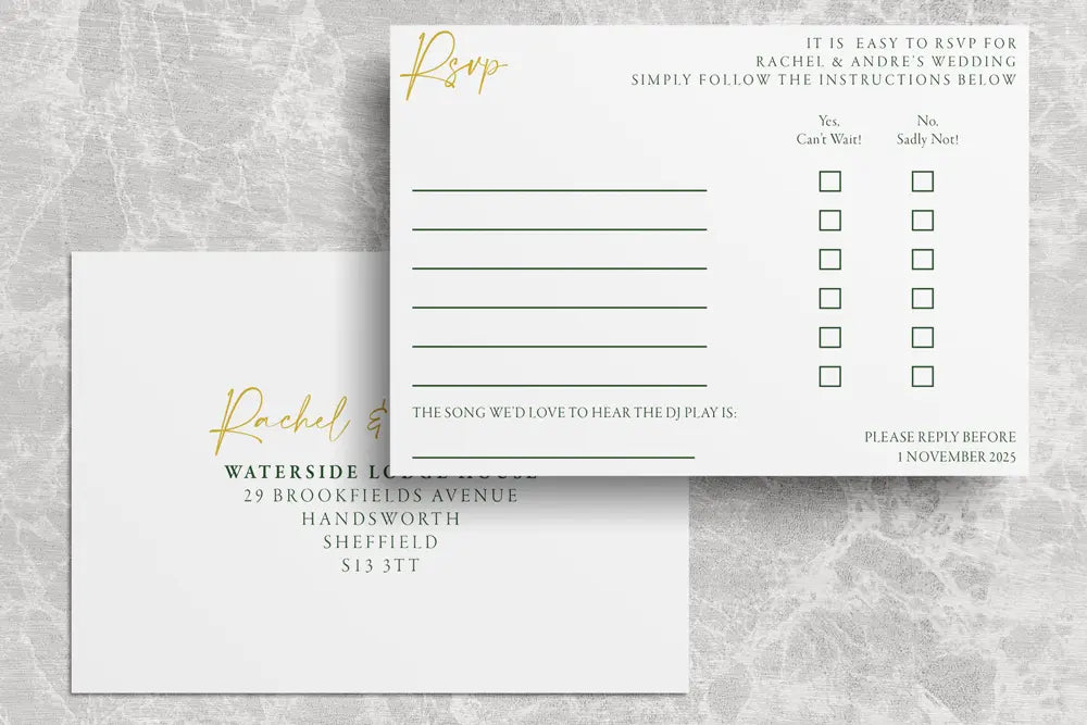 RSVP Card Golden Eucalyptus