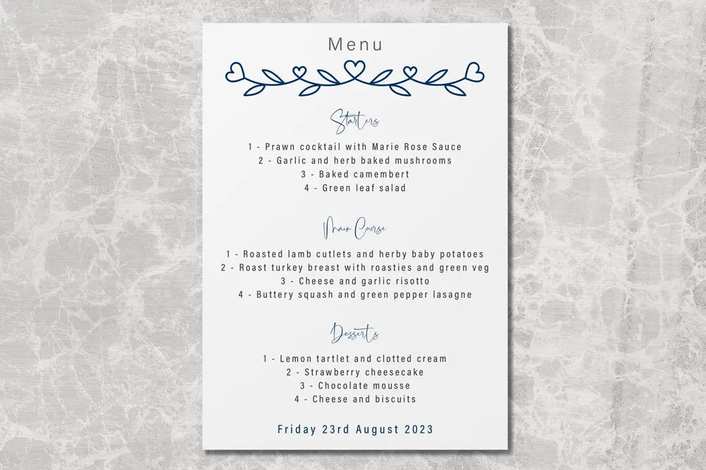 RSVP Card with Menu Choices Impression