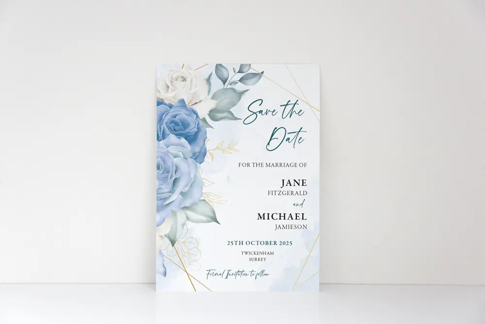 Save the Date Blue Floral