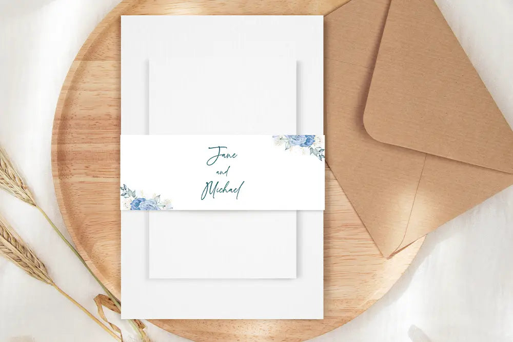 Invitation Wrap Blue Floral