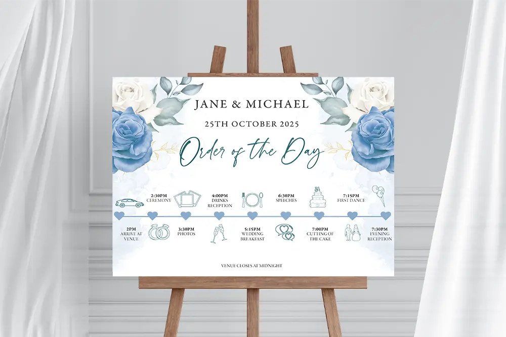 Order of the Day Sign Blue Floral
