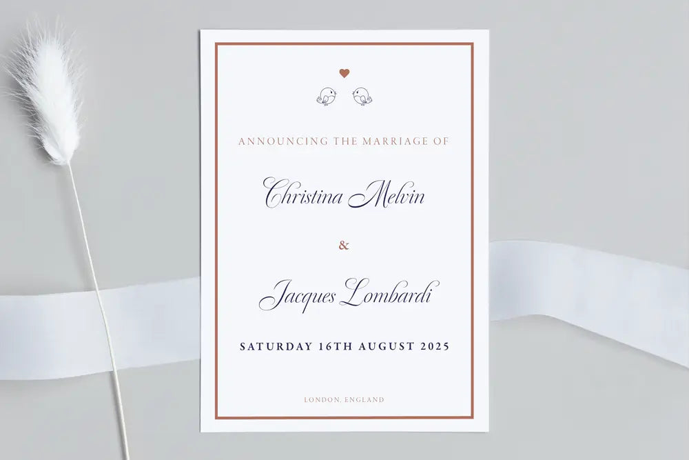 Wedding Announcement Card Lovebirds