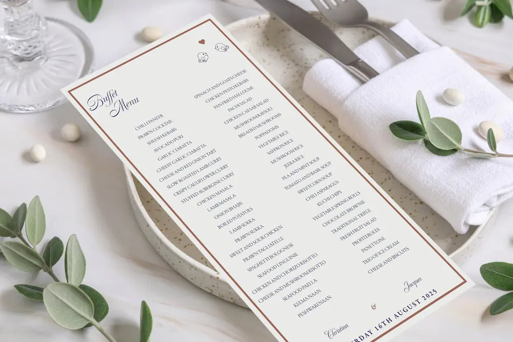 Buffet Menu Lovebirds