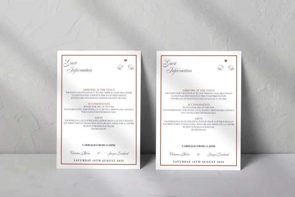 Guest Information & QR code Card Lovebirds