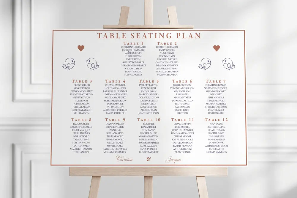 Seating Plan Sign Lovebirds