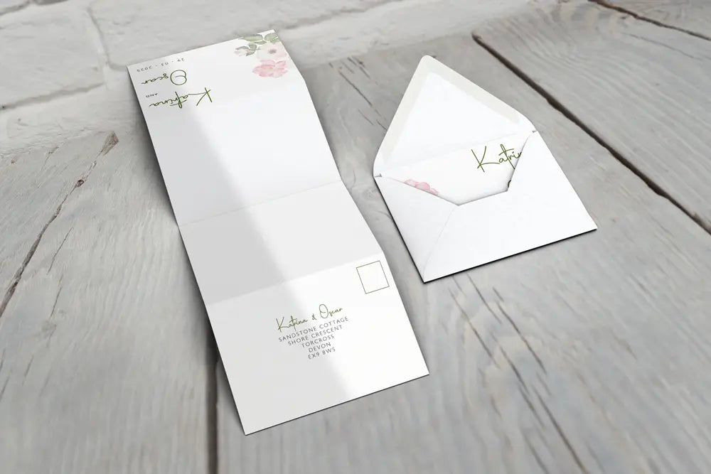Accordion Wedding Invitation Olive Petal
