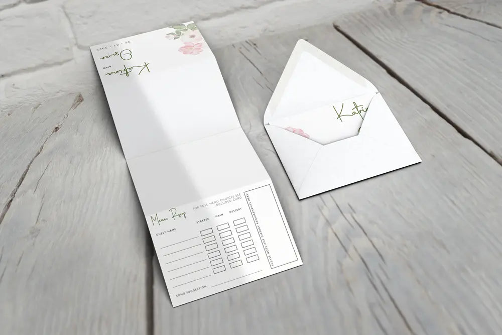 Accordion Wedding Invitation Deluxe Olive Petal