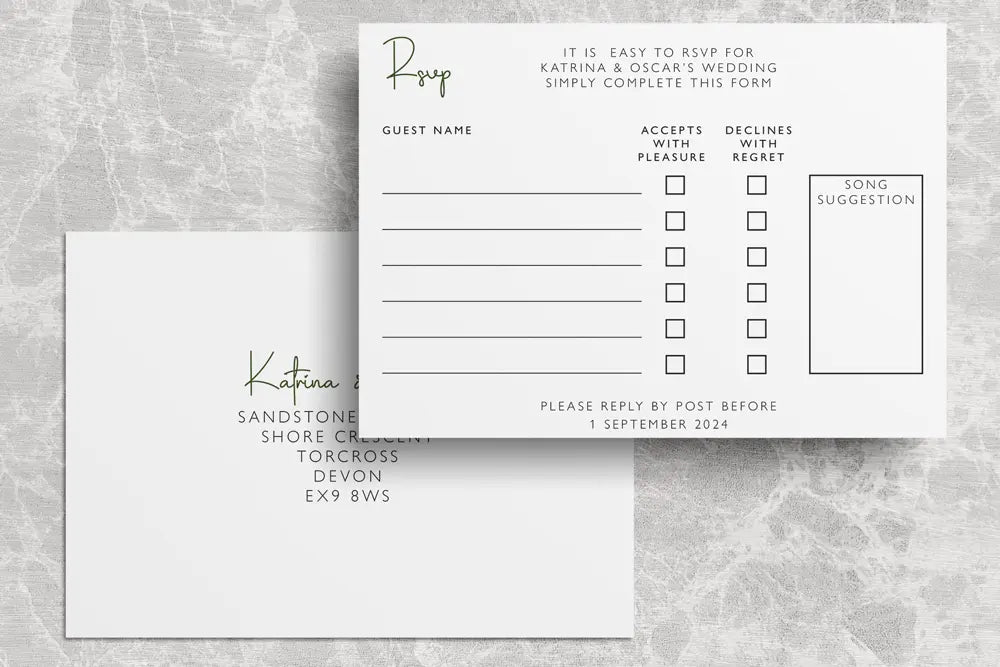 RSVP Card Olive Petal
