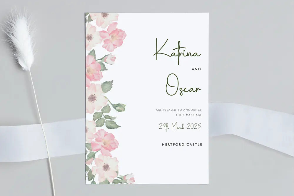 Wedding Announcement Card Olive Petal
