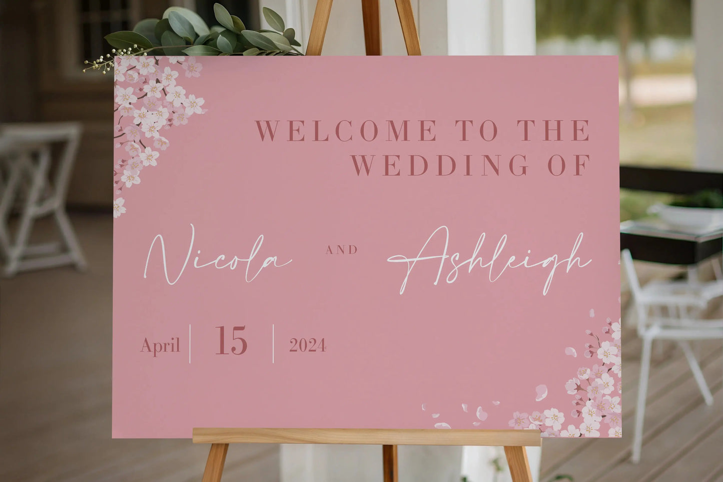 Welcome Sign Pink Blossom