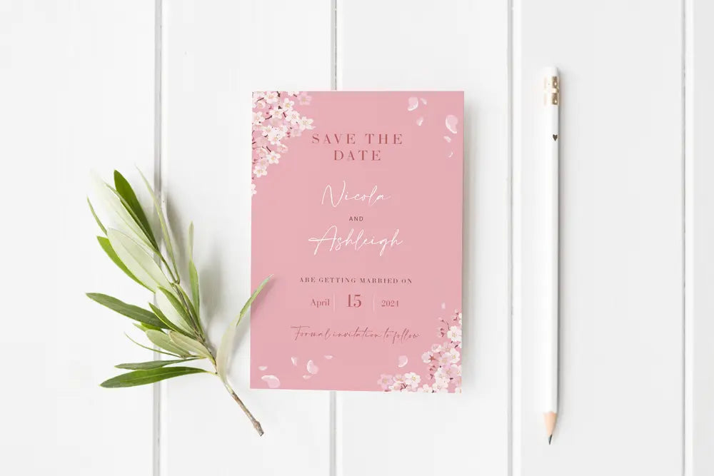 Save the Date Pink Blossom