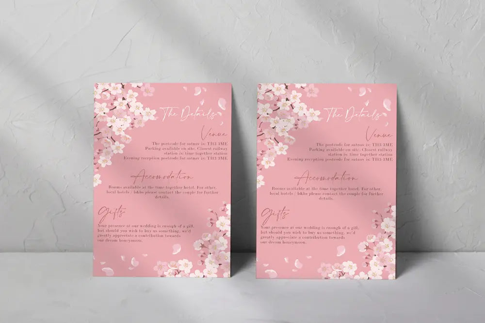 Guest Information & QR code Card Pink Blossom