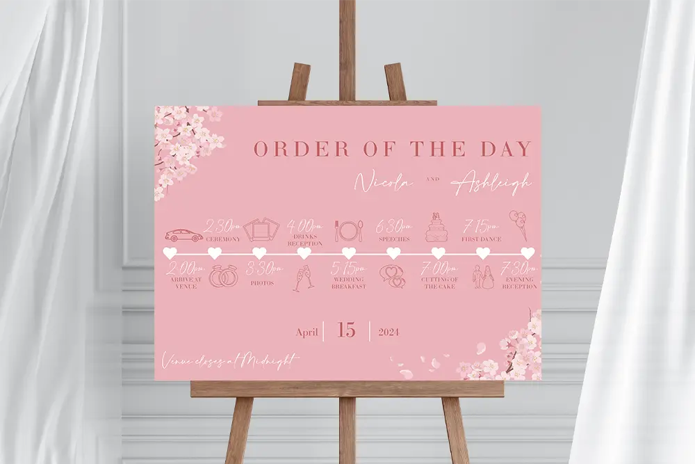 Order of the Day Sign Pink Blossom