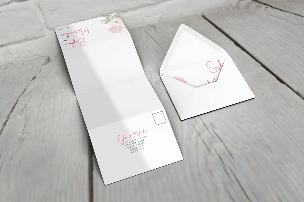 Accordion Wedding Invitation Pink Petal