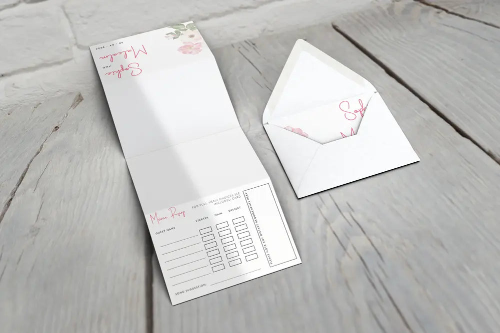 Accordion Wedding Invitation Deluxe Pink Petal