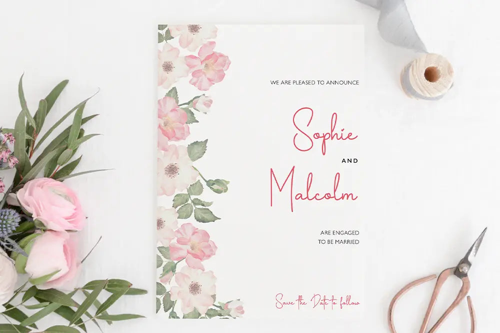 Engagement Announcement Pink Petal