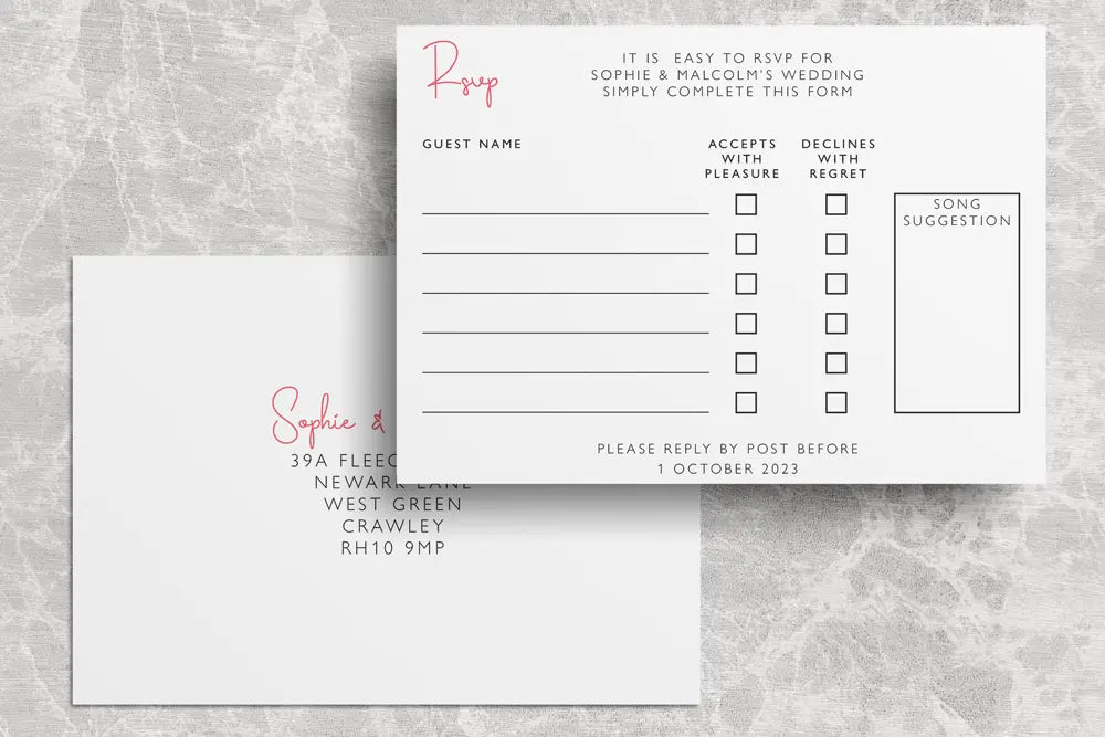 RSVP Card Pink Petal
