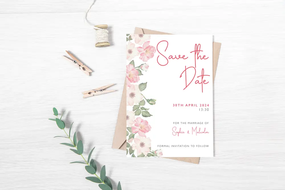 Save the Date Pink Petal