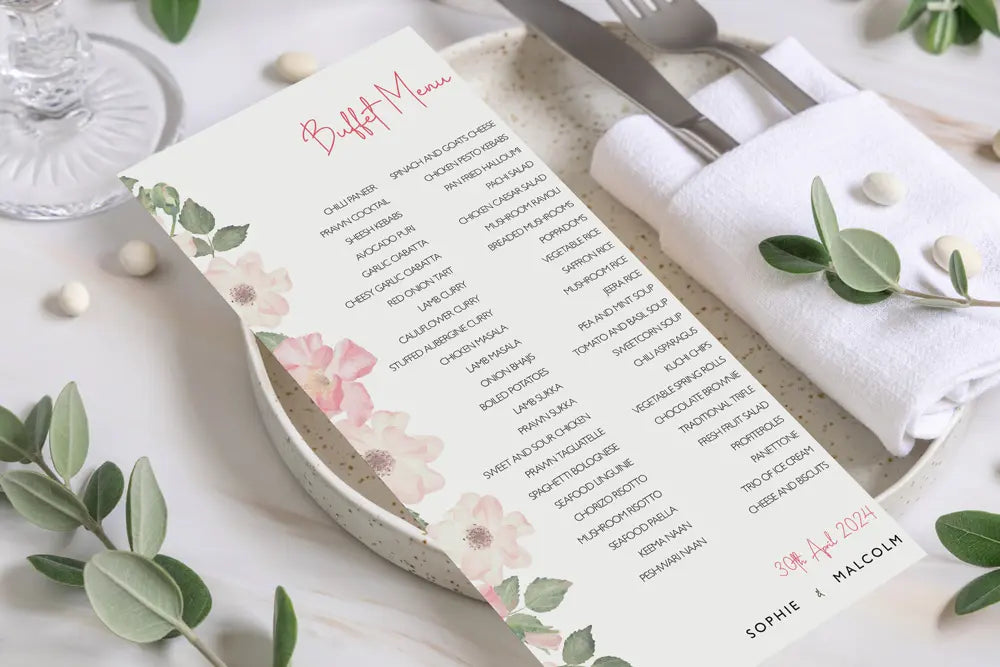 Buffet Menu Pink Petal