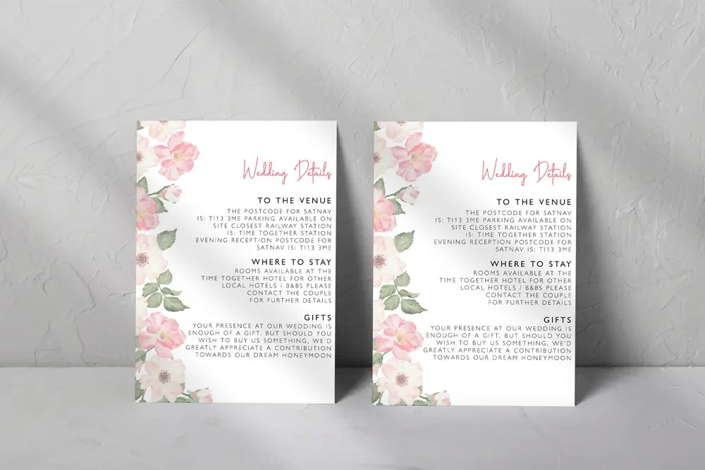 Guest Information & QR code Card Pink Petal