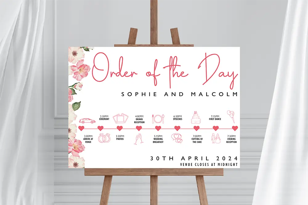 Order of the Day Sign Pink Petal