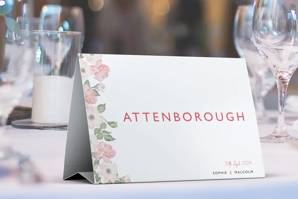 Table Name Sign Pink Petal