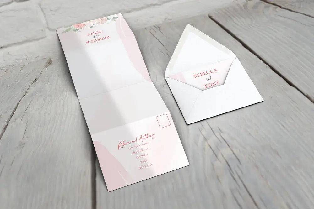 Accordion Wedding Invitation Rose
