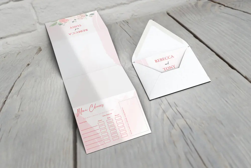 Accordion Wedding Invitation Deluxe Rose