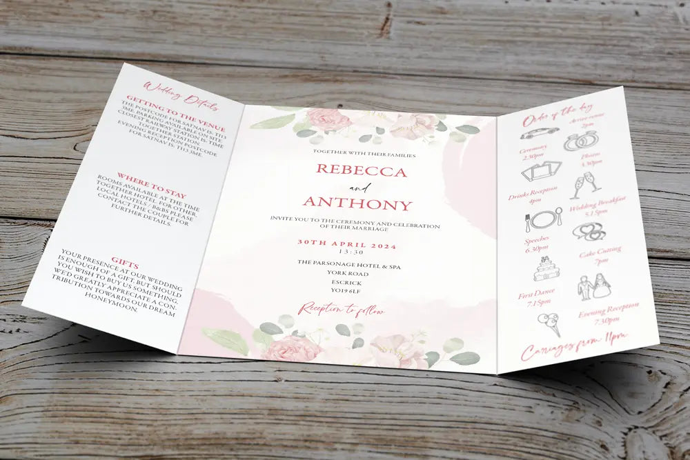 Gatefold Wedding Invitation Rose