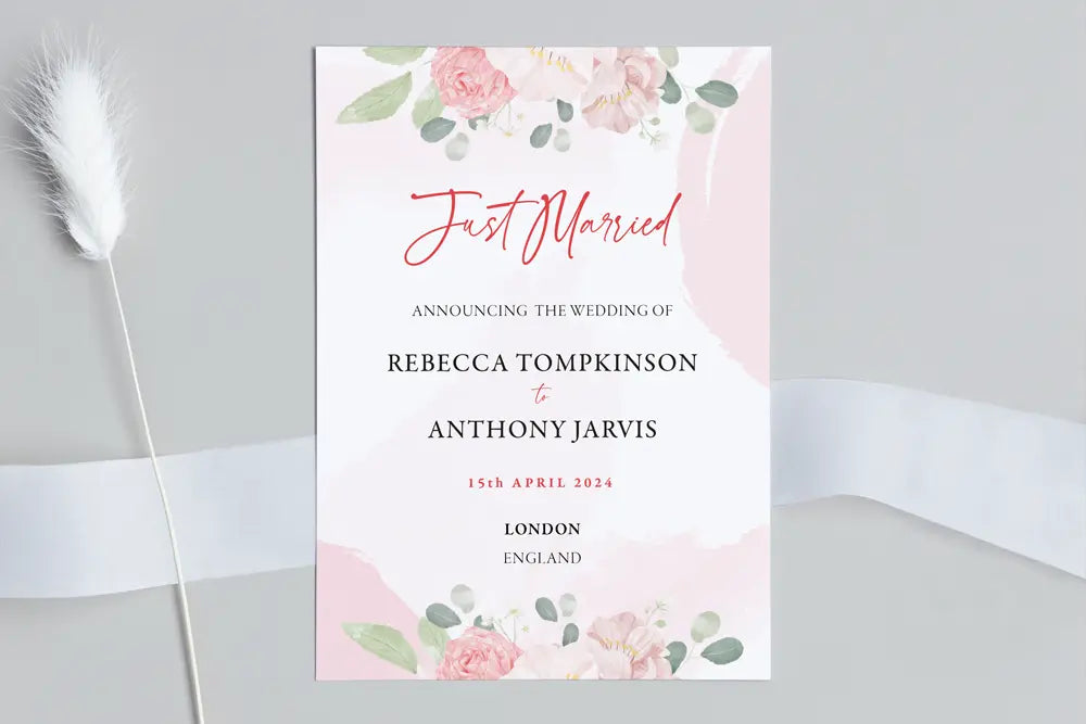 Wedding Announcement Card Rose