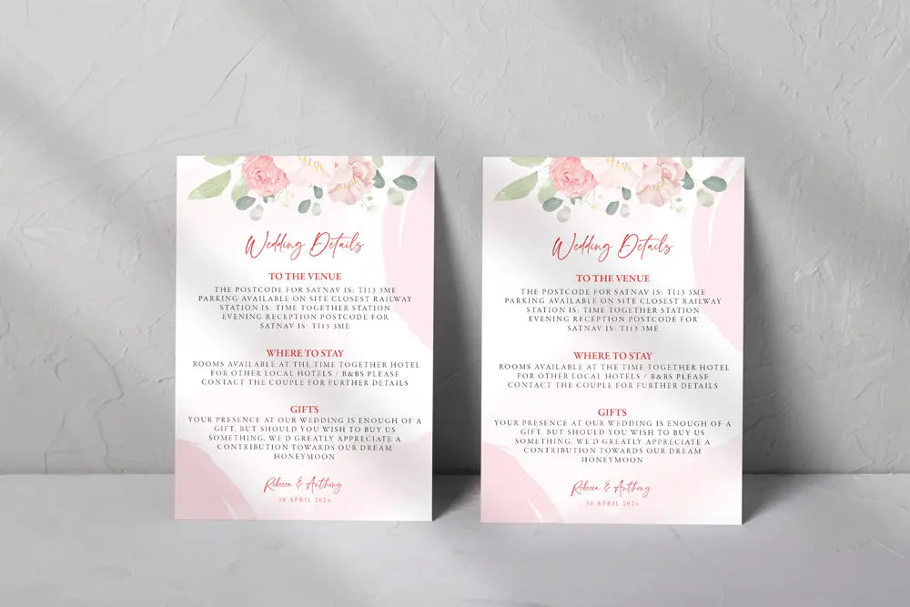 Guest Information & QR code Card Rose