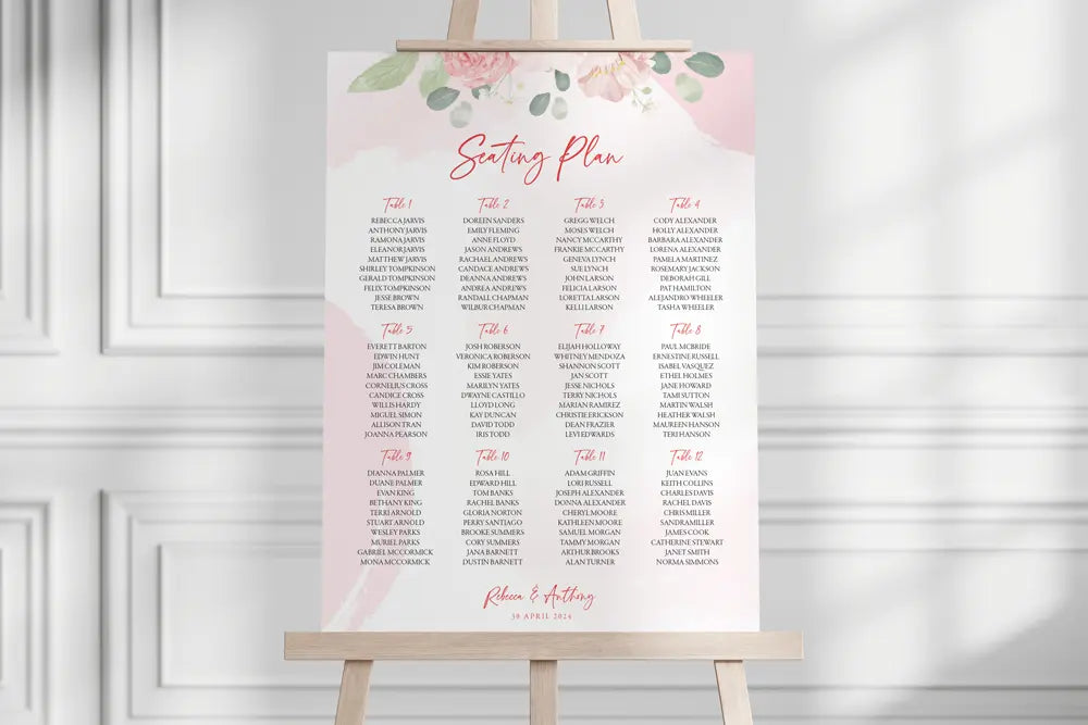 Seating Plan Sign Rose