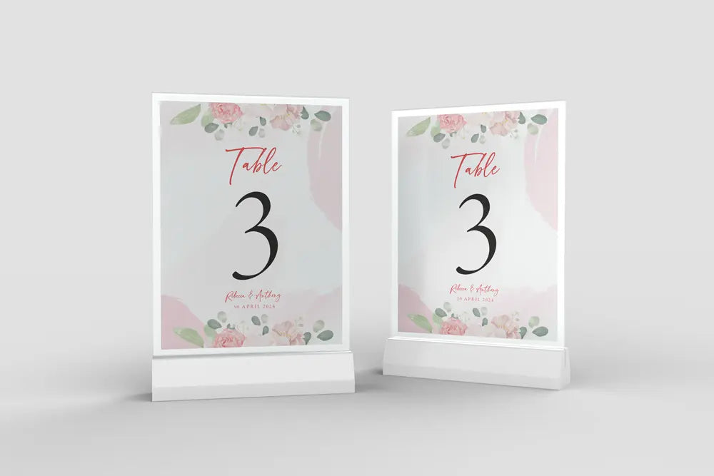 Table Number Sign Rose