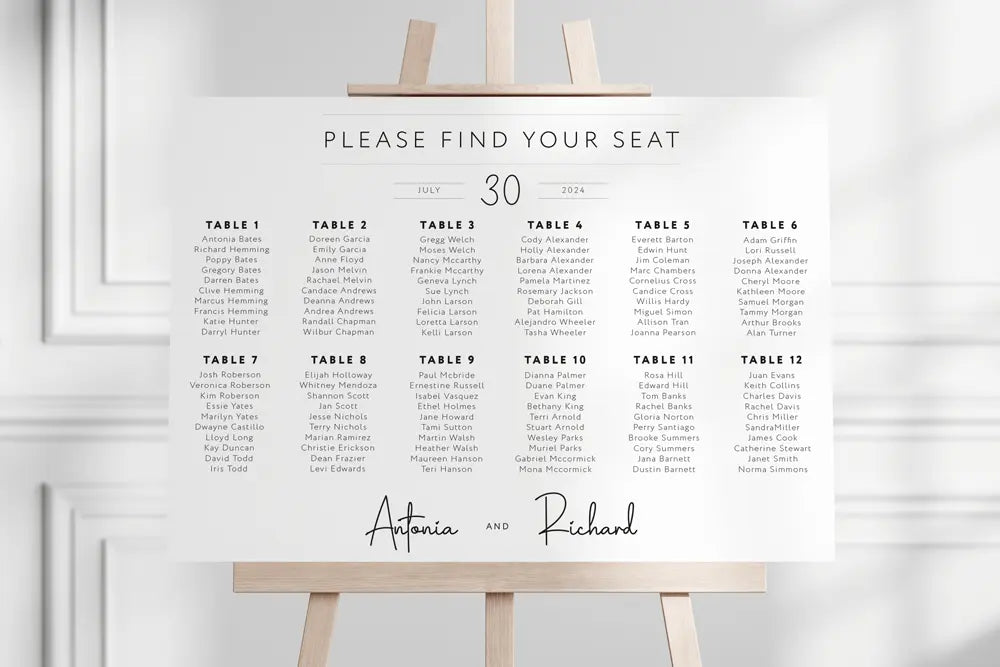 Seating Plan Sign Signature