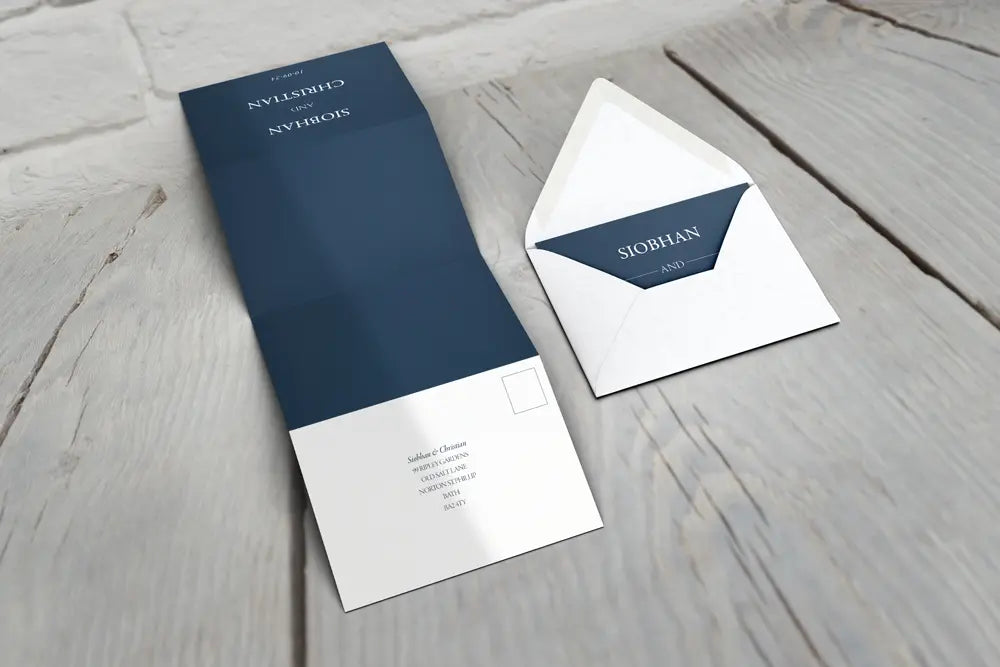 Accordion Wedding Invitation Something Blue