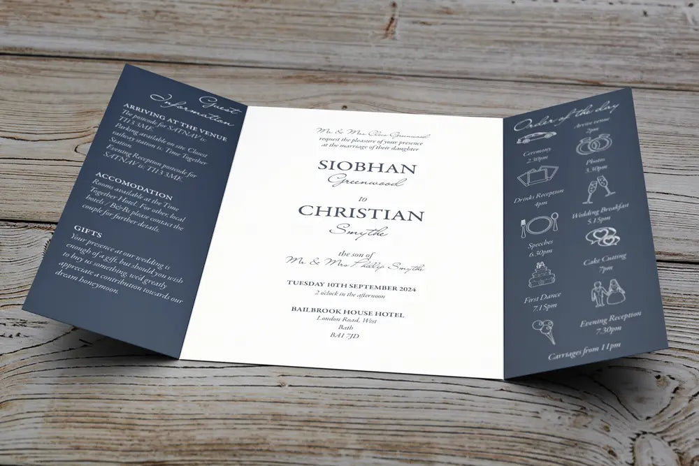 Gatefold Wedding Invitation Something Blue
