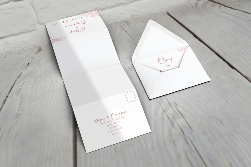 Accordion Wedding Invitation White Blossom