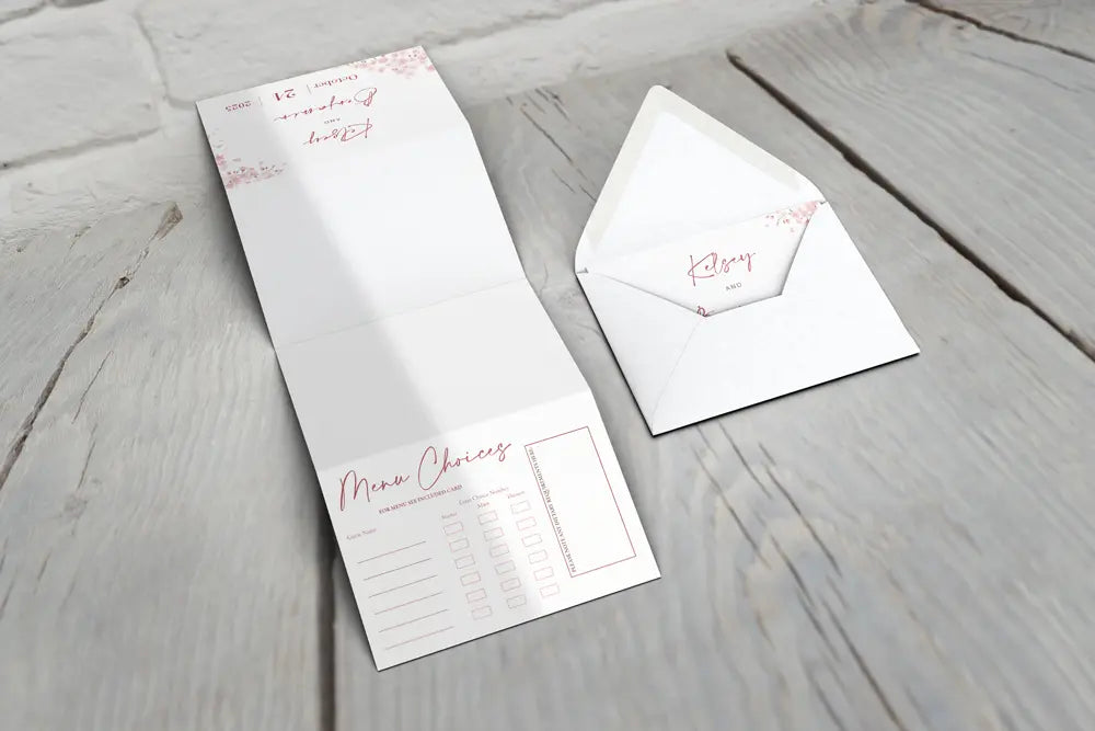 Accordion Wedding Invitation Deluxe White Blossom