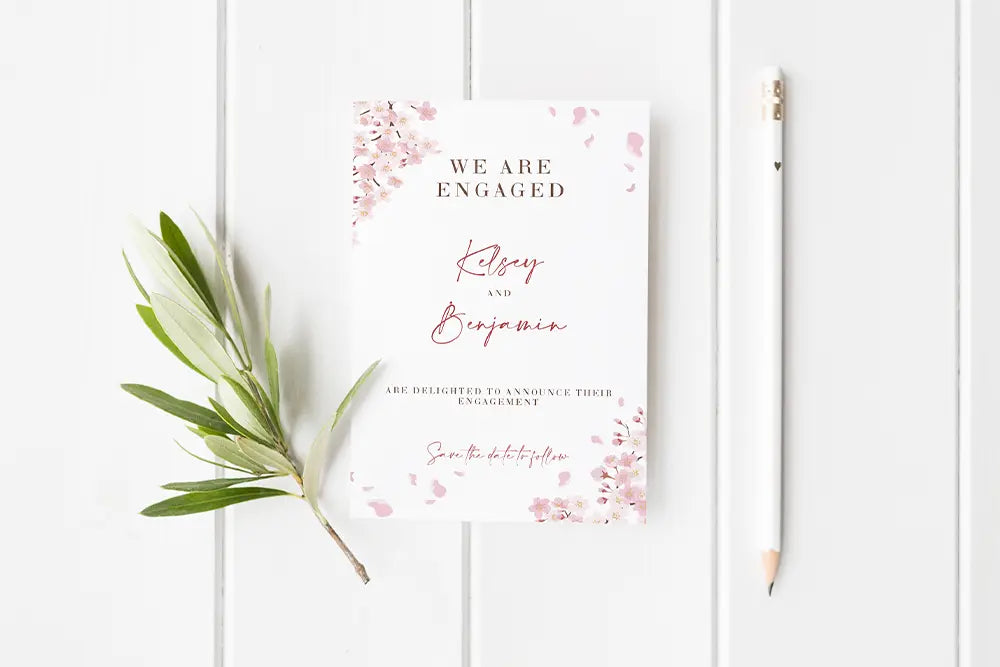 Engagement Announcement White Blossom