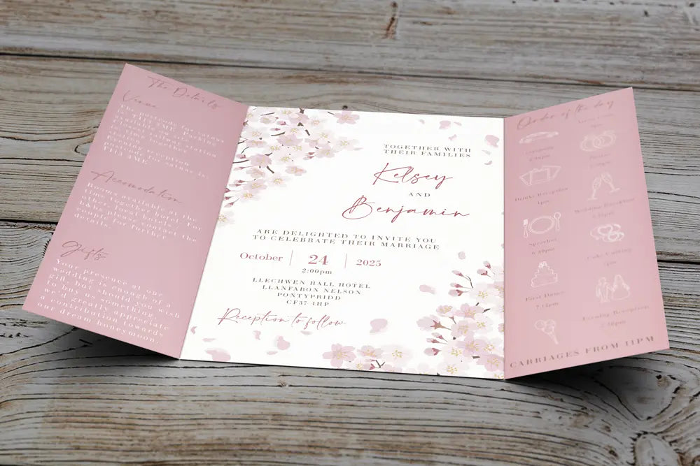 Gatefold Wedding Invitation White Blossom