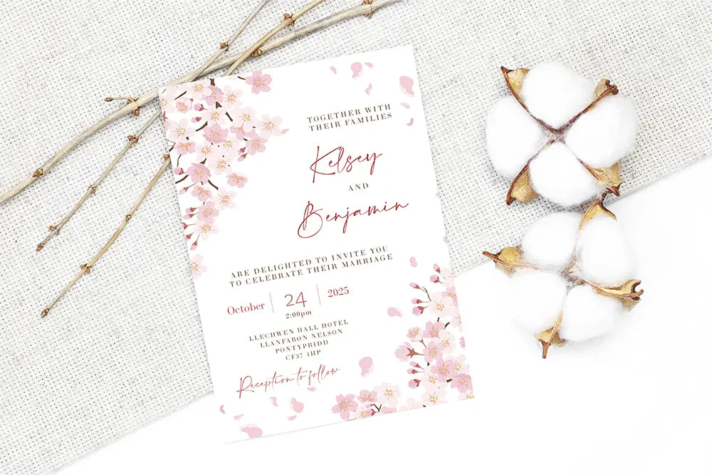Wedding Invitation Card White Blossom