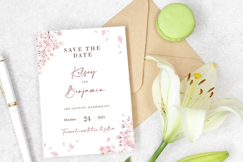 Save the Date White Blossom