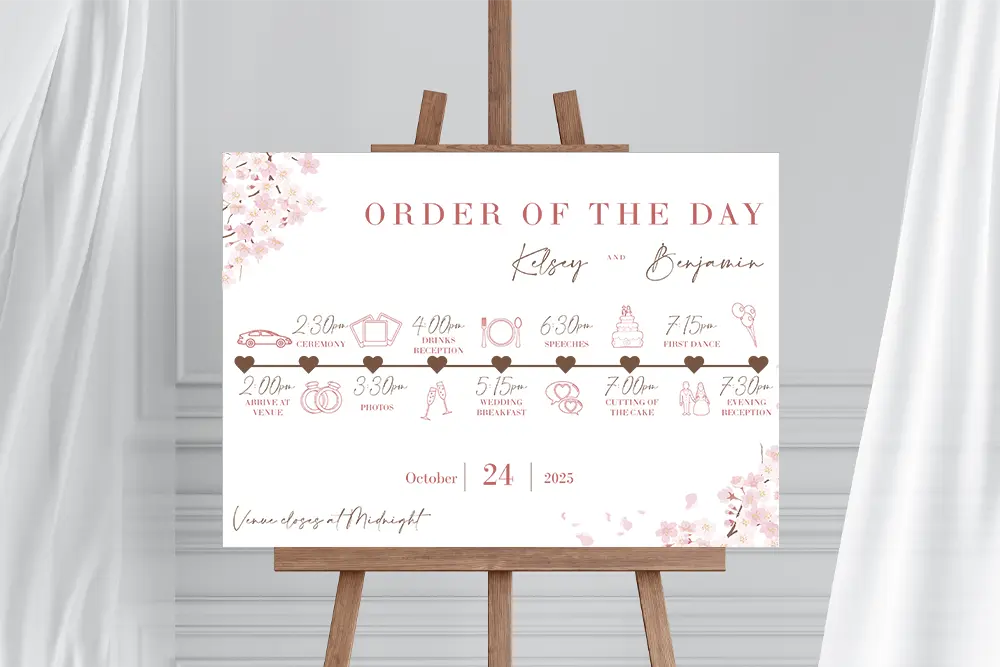 Order of the Day Sign White Blossom
