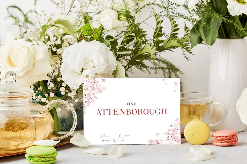 Table Name & Number Sign White Blossom