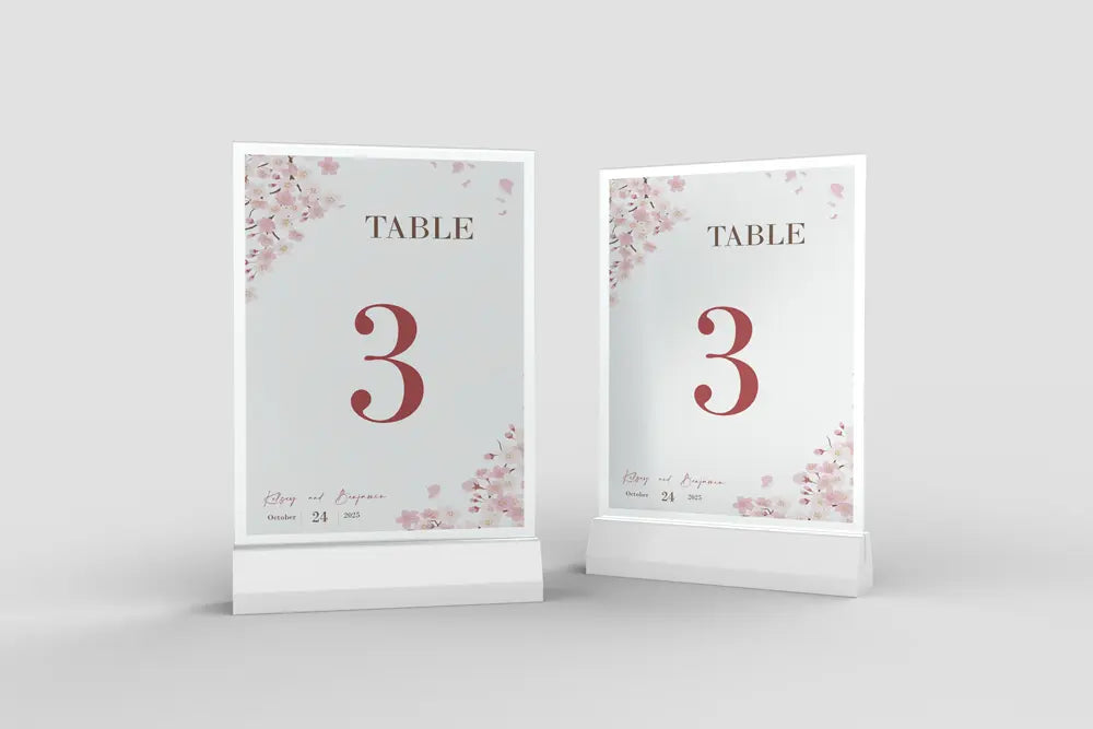Table Number Sign White Blossom