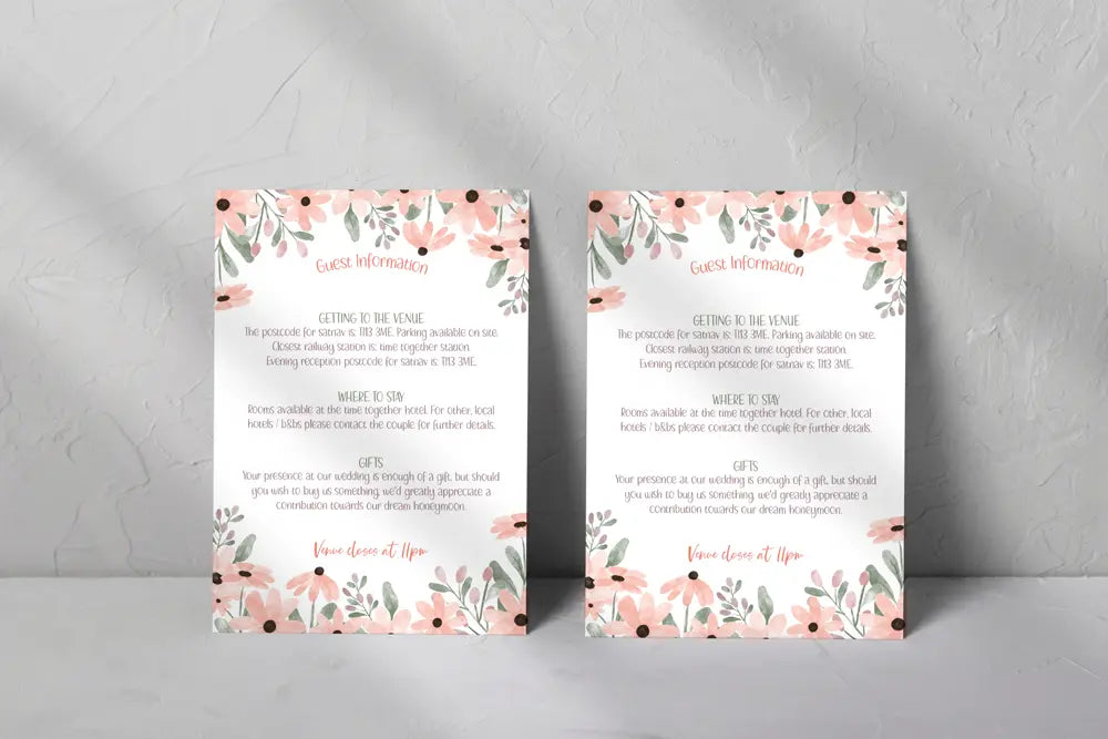 Guest Information & QR code Card Wild Flower