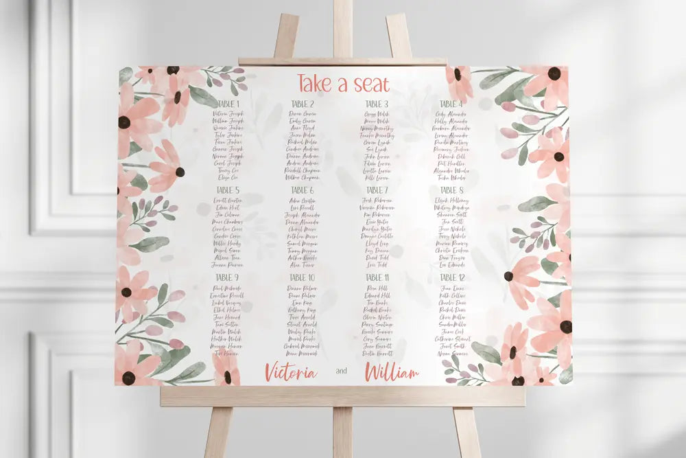 Seating Plan Sign Wild Flower